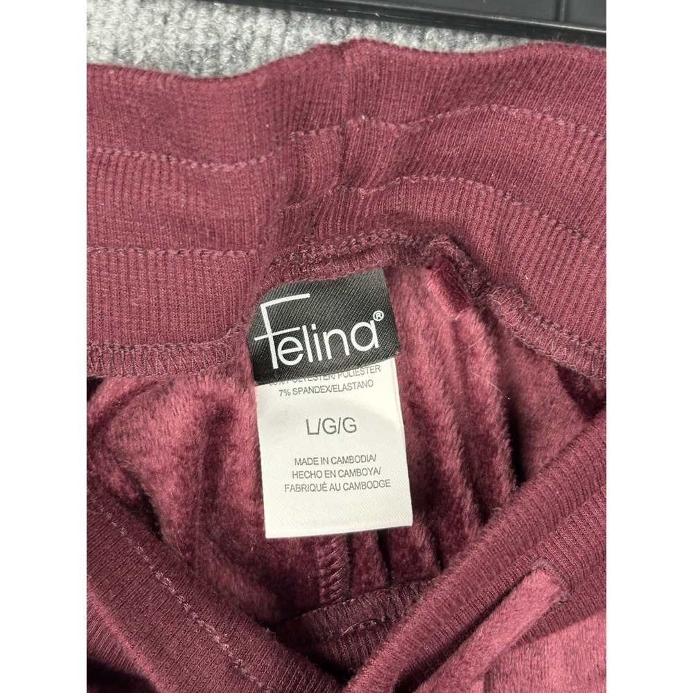 Felina Women's L Velour Hoodie Jogger Set Burgundy New No Tags Tried On - Picture 13 of 13